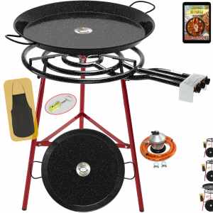 Kit completo: paellero de gas butano de 60 cm y paelleras esmaltadas