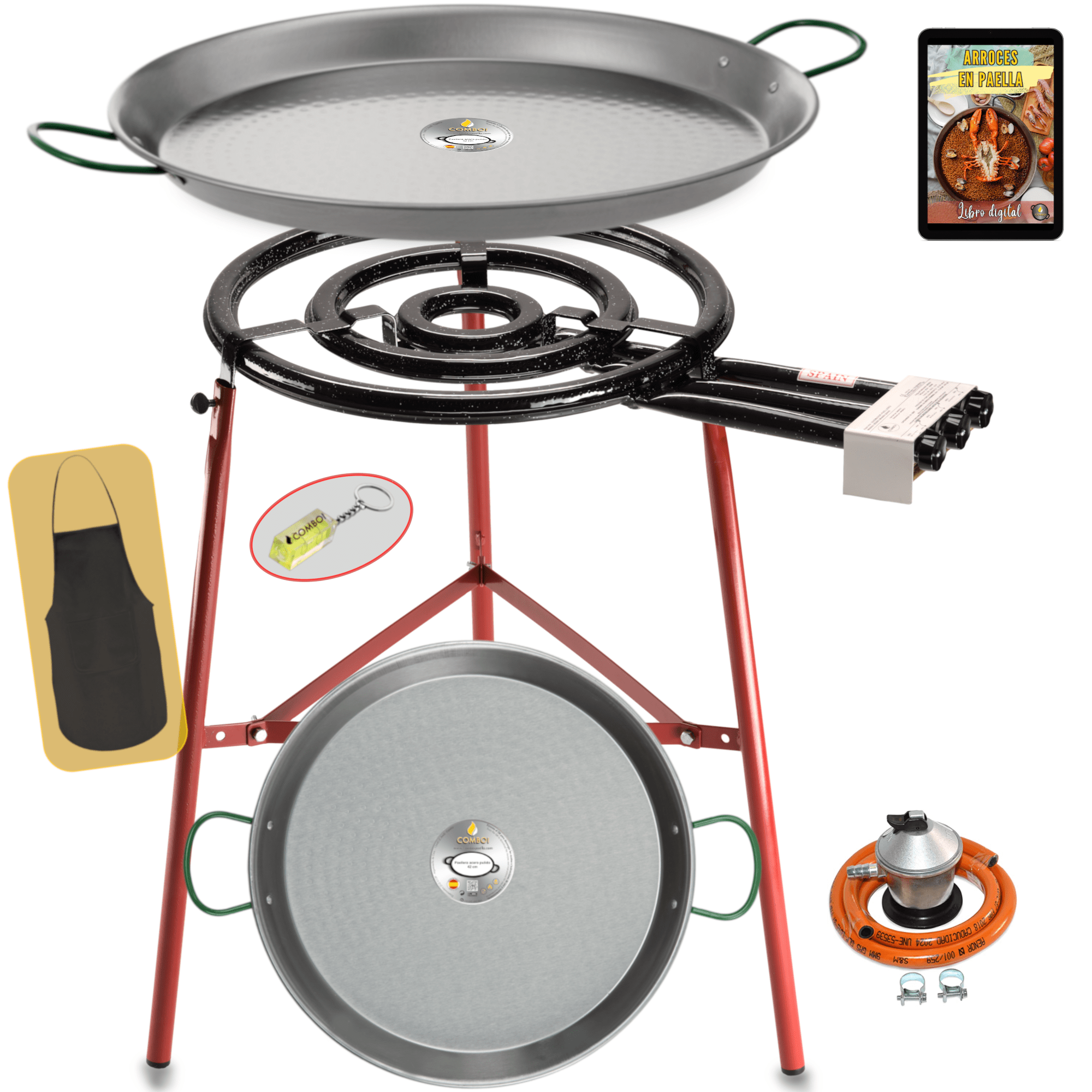 Kit completo: paellero profesional de gas butano de 53 cm